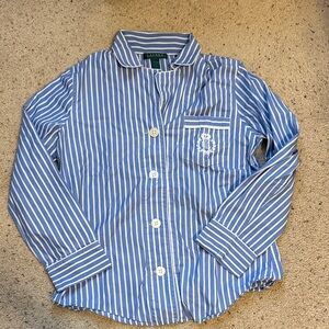 Ralph Lauren Women’s Blue and White Striped Button Down Shirt